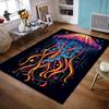 Colorful Jellyfish Illustration On Black Background Non-slip Rug Suitable for Living Room and Bedroom Sofas