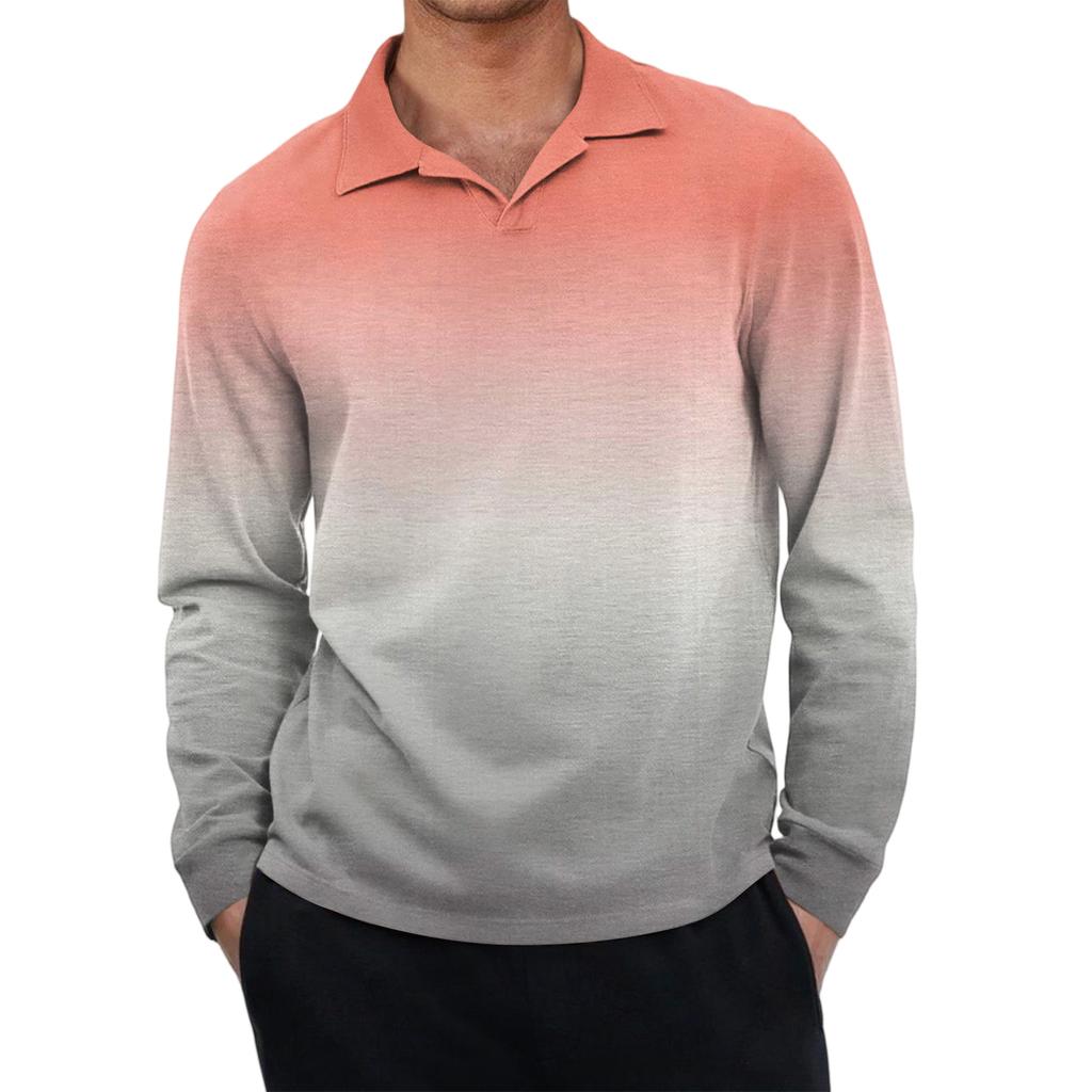 Men's Casual Retro Small V-neck Long-sleeved Top