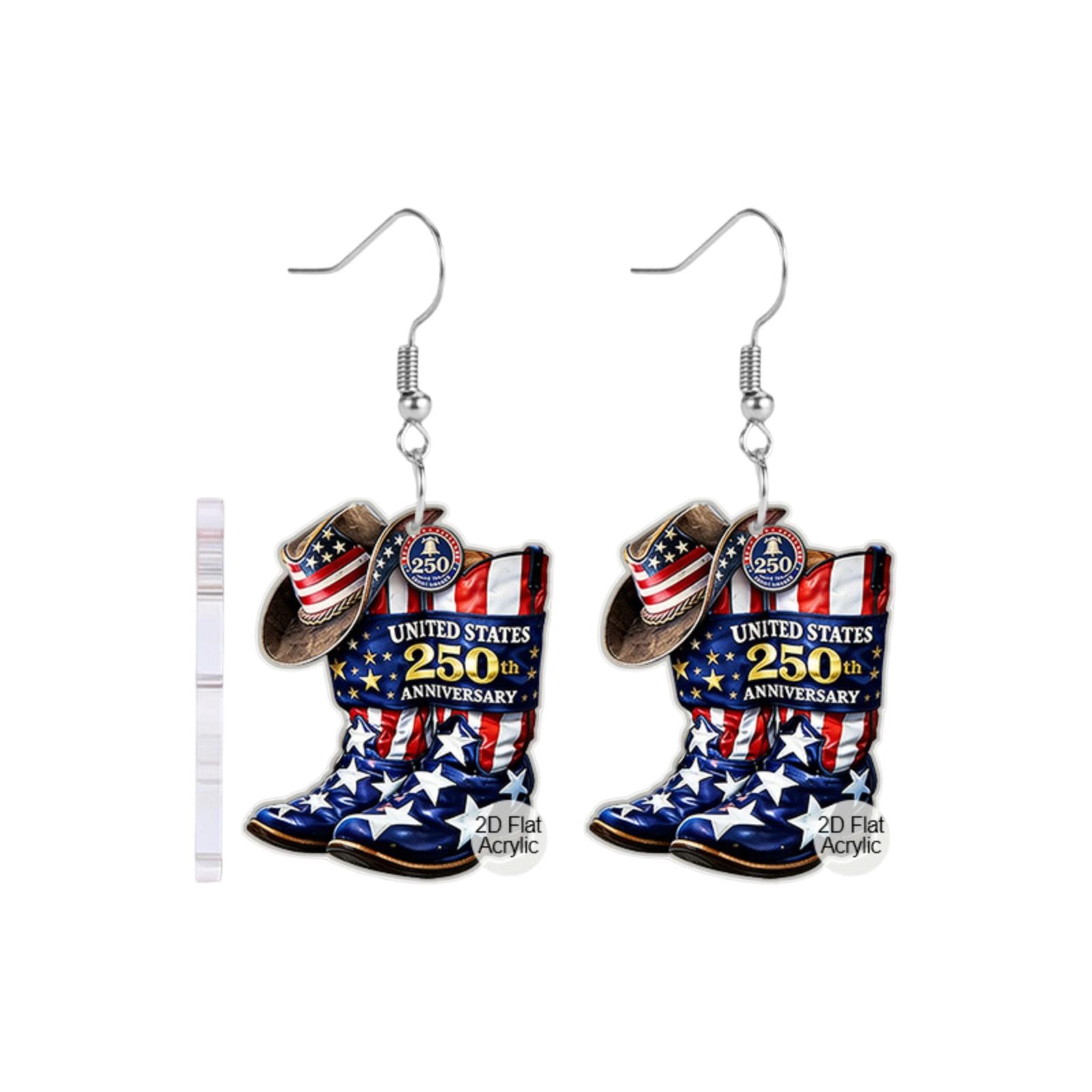 

American Flag Independence Day Acrylic Earrings Pendant, Women s Gift, Decoration, Holiday. 2D One Size