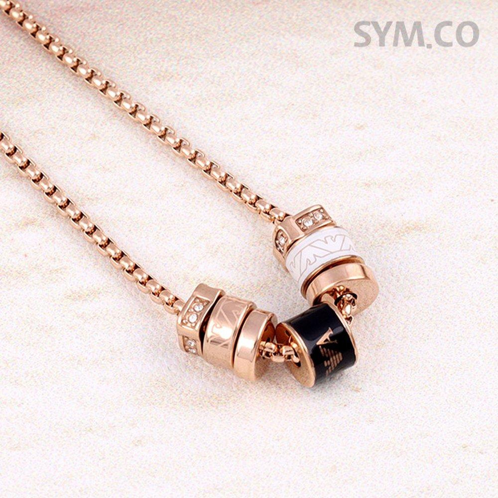 Armani Egs2931 Adelaar Embleem Ronde Roségoud Dames Stalen Ketting C