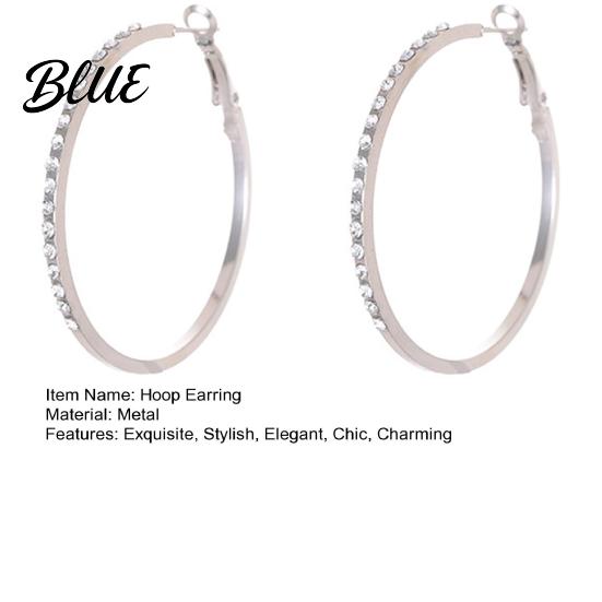 Party Earrings Large Rhinestone Hoop for Women Big Cubic Zirconia