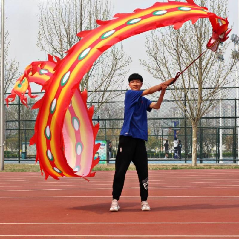 Dragon Dance Ribbon with Head Chinese New Year Gift Festival Performance Props Outdoor Fitness Wu Long Products