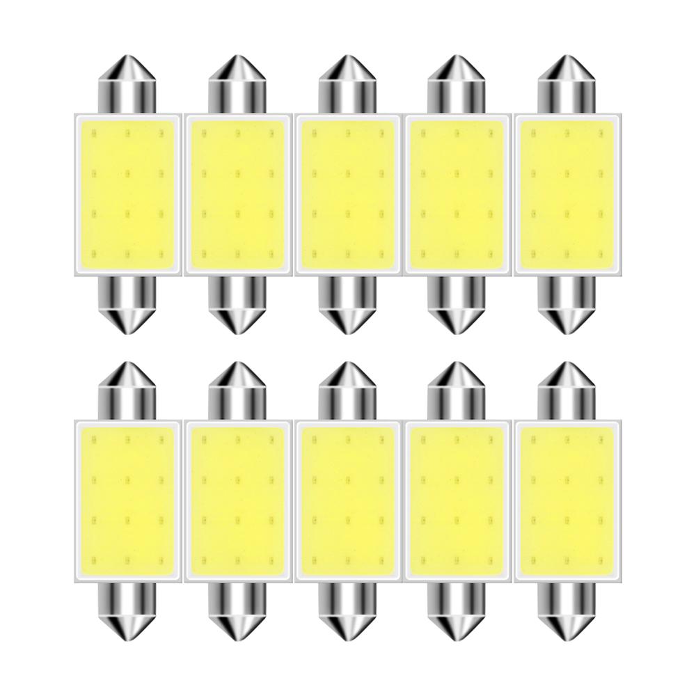 

12 В COB 6500 К белый автомобильный салон купол крыша чтение багажник 31/36/39/41 мм 10 шт C10W C5W светодиодные лампы гирлянда подсветка номерного знака 6000K