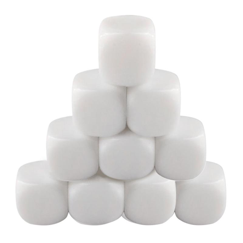 10Pcs Blank Acrylic Dices Cube 16mm Round Six Sided Dices for Board Game, DIY Sticker, Math Counting Teaching