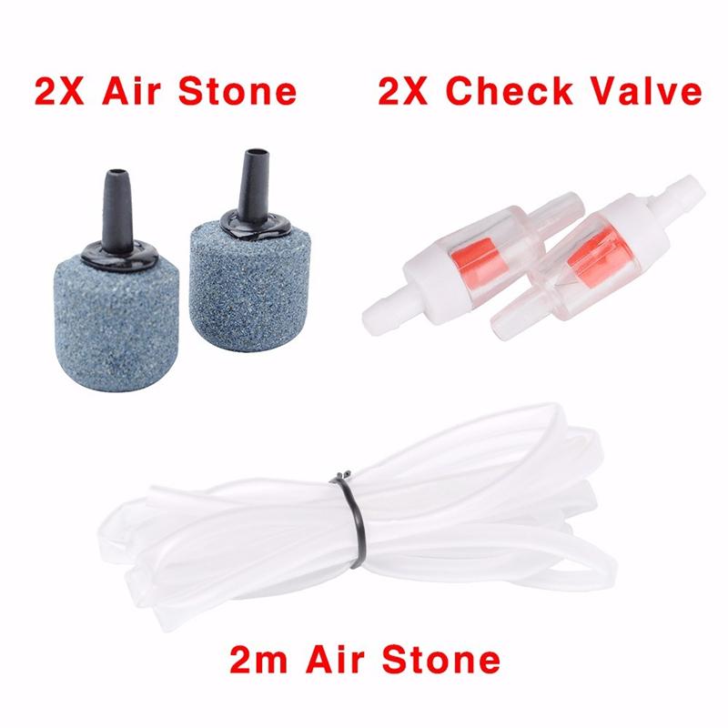 Aquarium Luftpumpe Fischbecken Mini Kompressor Einzel- Doppel-Auslass mit Rückschlagventil Schlauch Aquatik Zubehör 220V 3W 5W