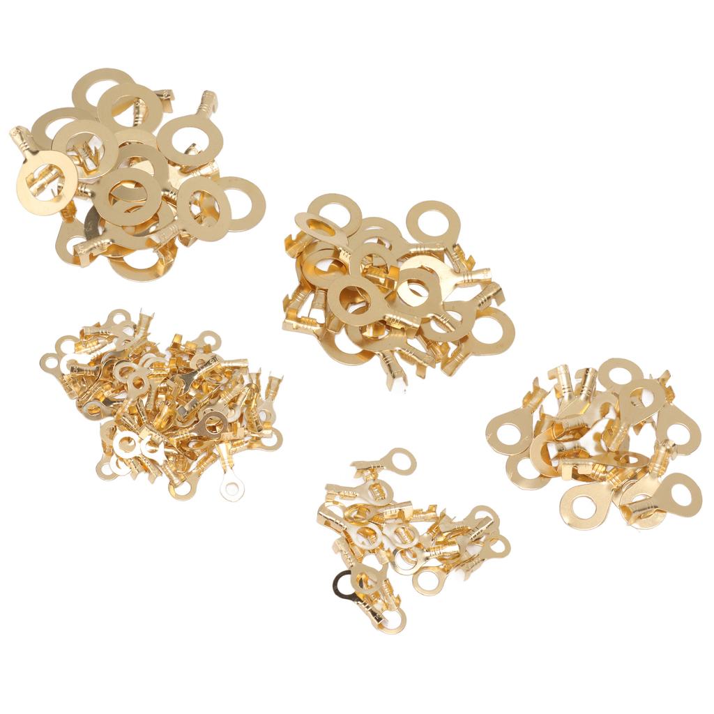 150PCS Ring Terminal Assortment Brass Electric Wire Lugs with Storage Box M3 M4 M5 M6 M8 M10