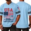 Herren V-Ausschnitt Sportliches Trikot Kurzarmhemd Lässige Passform 250. Jubiläum Grafikdruck USA 1776 2026 Sportliches T-Shirt Top