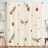 2 szt., druk płaski 2D Zasłony filtrujące światło Gałązka z jagodami bożonarodzeniowymi Gwiazda Wszechstronna tkanina poliestrowa (bez pręta) Dekoracje