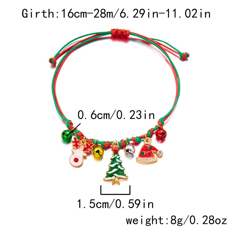 Fashion Simple Handwoven Braided Christmas Bracelets for Women Enamel Metal Xmas Tree Santa Claus Adjustable Bracelet Jewelry