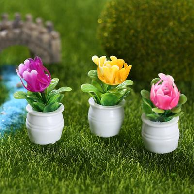 1 conjunto mini estátua de planta em vaso atraente diy resina micro paisagem mini flor decoração de casa em miniatura