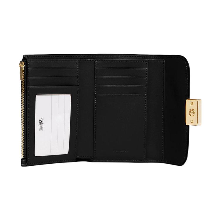 New COACH Grace Refined Pebbled Leather With Smooth Leather Accents Clutches Wallets Medium Size Women's Black CC059-IMBLK