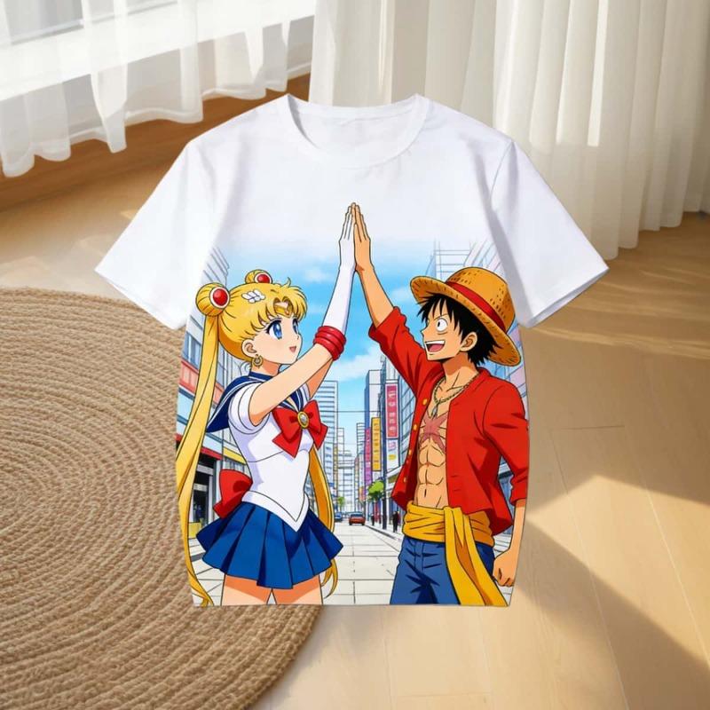 New One Piece Luffy Girl Anime T-shirt Summer Men and Women Millennium T-shirt Casual Quick Drying Short Sleeved Top