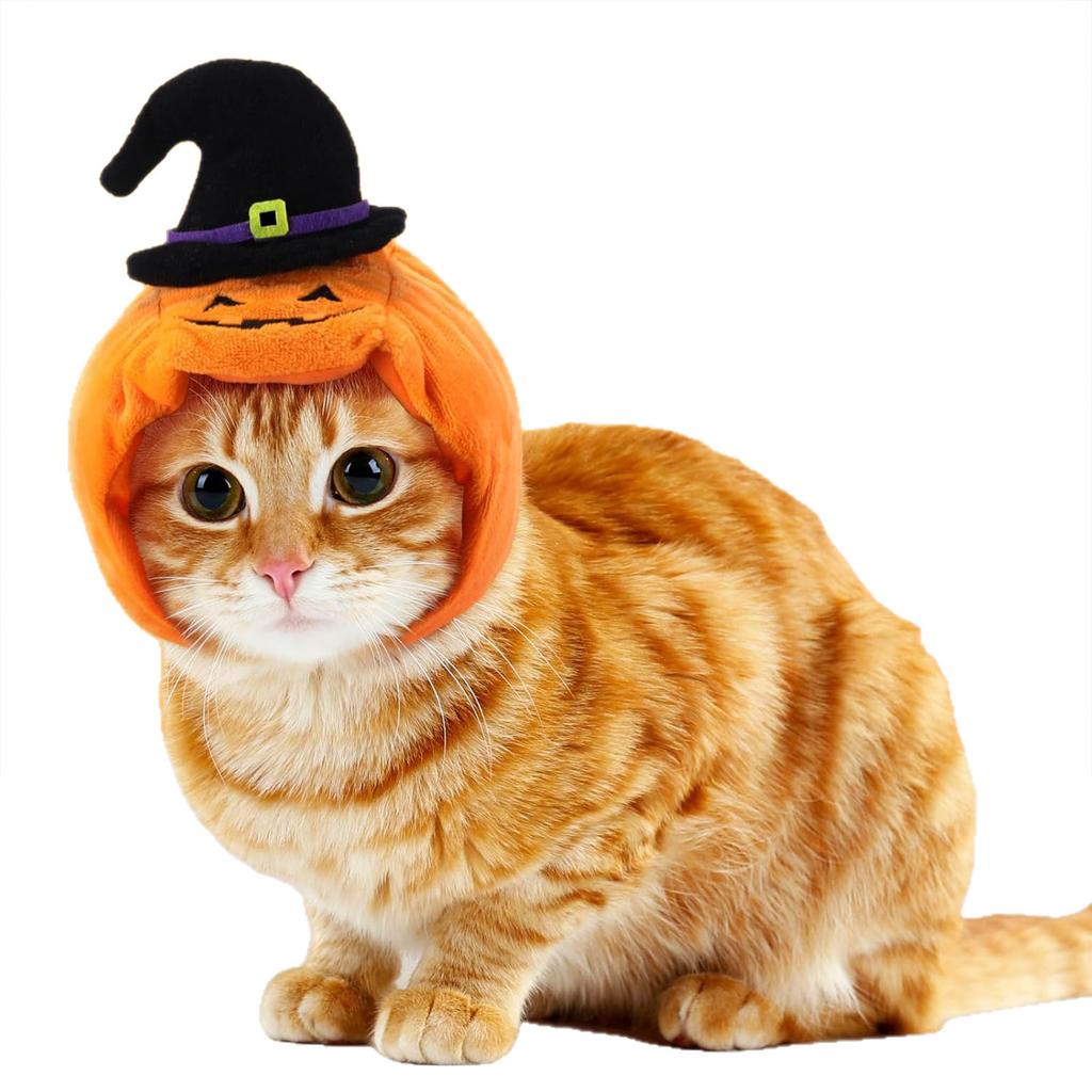 Cat And Dog Halloween Costumes, Halloween Pumpkin Hats, Adjustable Pet Headwear, Party Costumes, Dog And Cat Costume Accessories, 4-piece Set