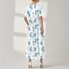 Women's Summer Floral Bohemian Dress Wrap V Neck Short Sleeves Ruffle A-Line Flowy Maxi Dress Summer Dresses For Women