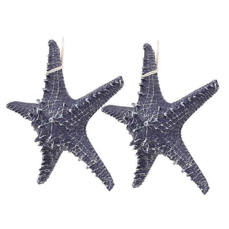 Large Resin Sea Star Wall Hanging Decor Mediterranean Style 2Pcs for Home
