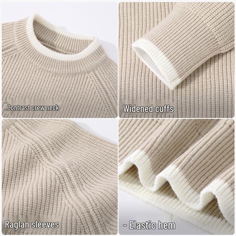 Hodo Herren Strickpullover mit Kontrastkragen und Struktur