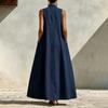 Women Sleeveless Maxi Dress V Neck Loose Fit Wide Swing Casual Summer Vacation Long Dress with Pockets