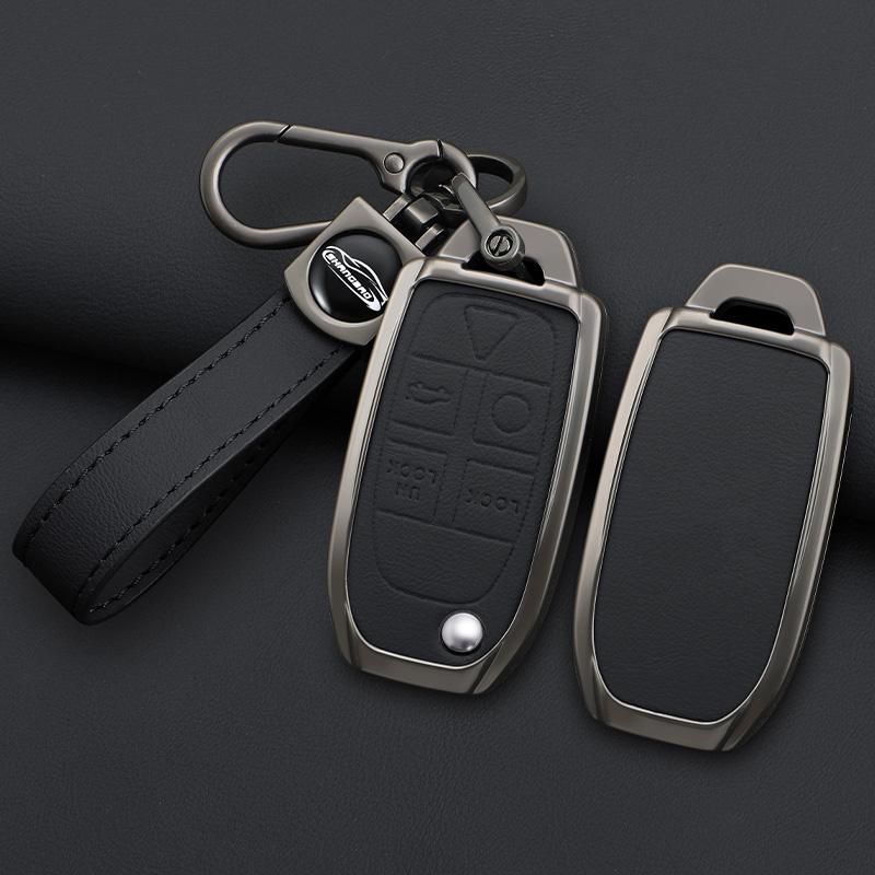 Zinc Alloy Leather Car Key Case for Volvo XC90 XC70 S80 S60 S40 V70 V50 C30 C70 5 Buttons Remote Cover Shell Keychain Accessorie