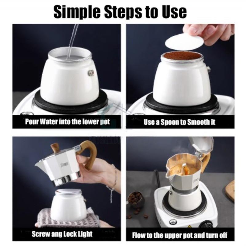 7Pcs Moka Pot Coffee Machine Kit Portable Hand Brew Espresso Coffee Equipment Coffee Maker Gift Set