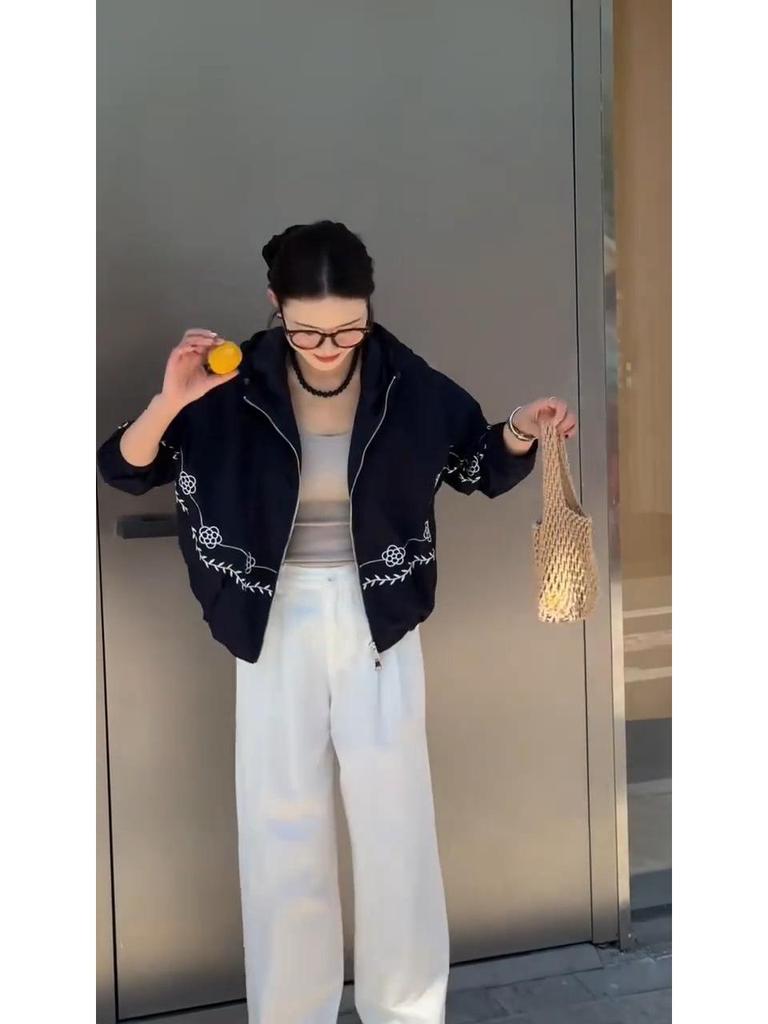 Damen Koreanische Rüschen Stehkragen Bestickte Jacke - Frühjahrskollektion 2025