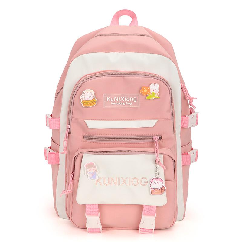 

Рюкзак для учеников средней школы большой вместимости, маленький, свежий, школьный, женский, для учеников младшей средней школы, с высокой ценностью, милый, рюкзак для учеников начальной школы розовый