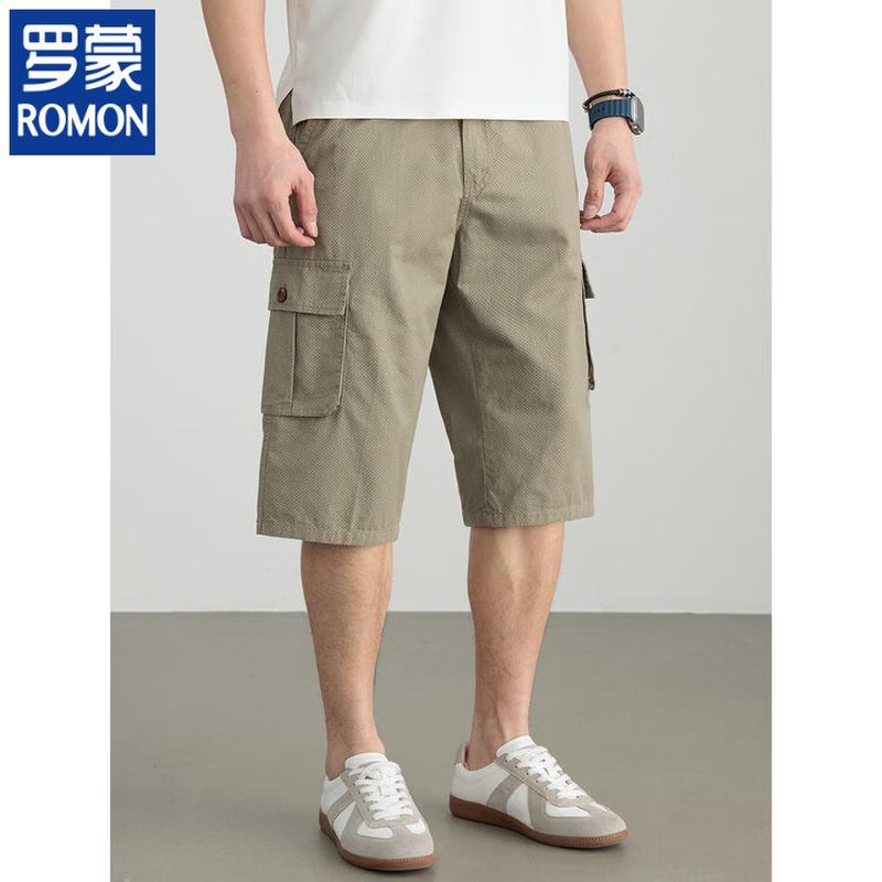 ROMON Men s Multi-Pocket Pure Cotton Workwear Capris 5XL