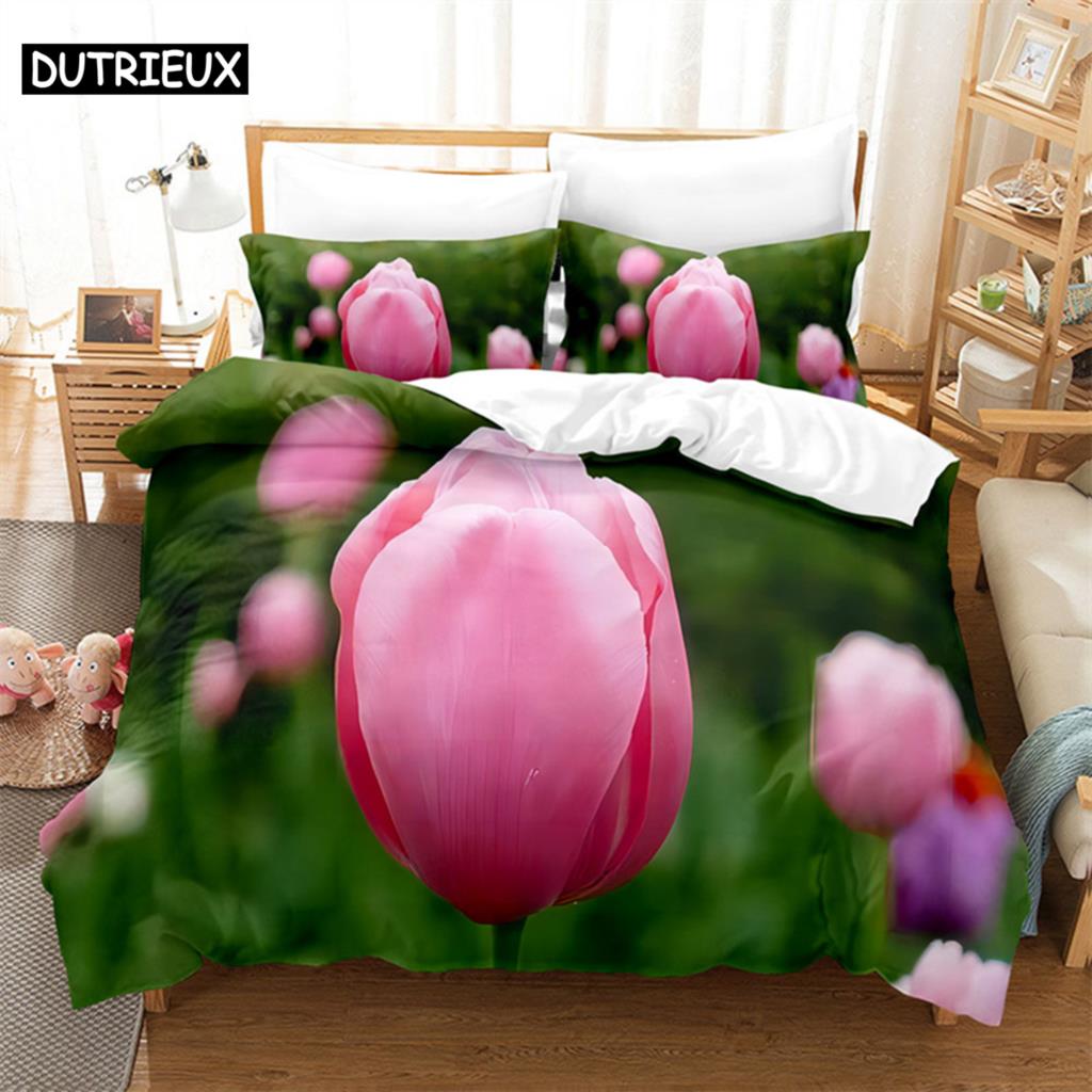 Comforter Tulip Scenery Queen Bedding Set Kids Bedroom Bed Set Comforter Set King Size Bedding Sets