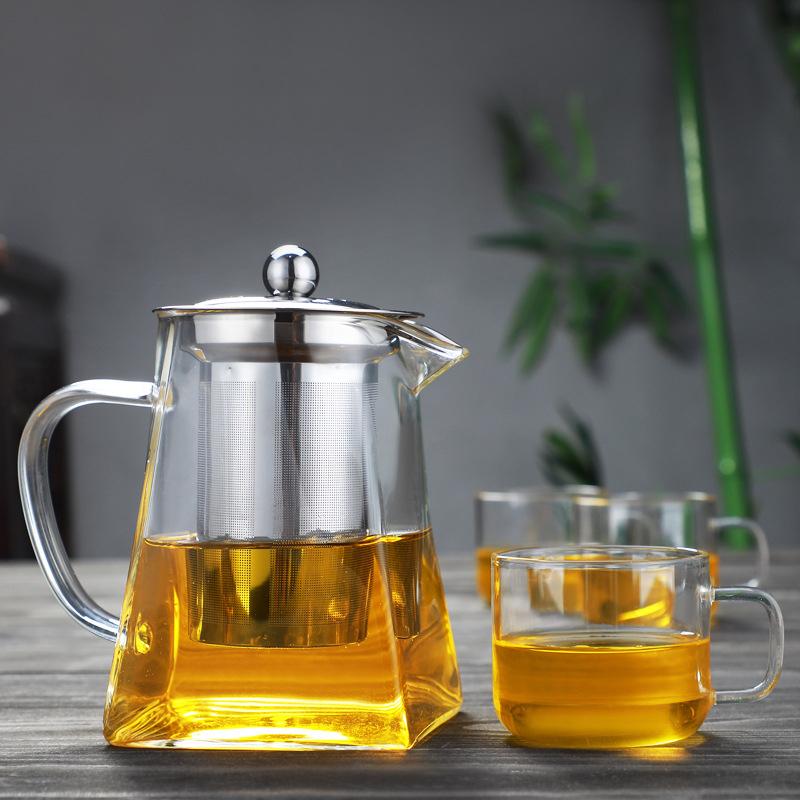 Glass Teapot High Temperature Resistant Thickened Stainless Steel Filter Anti-Scalding Teapot Household Teapot Kung Fu Tea Set