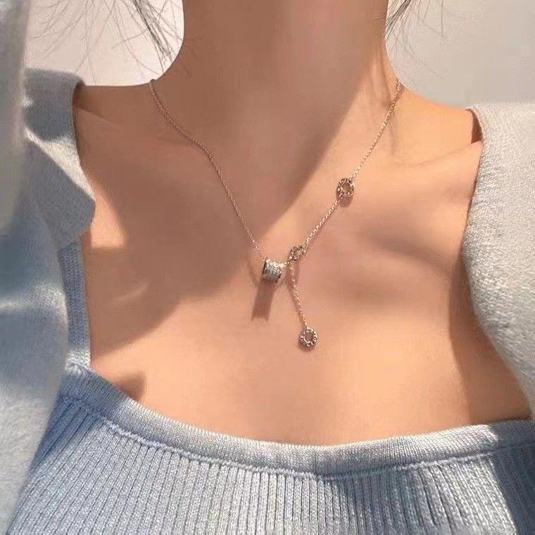 Women's Luxury Silver-Plated Tassel Pendant Necklace