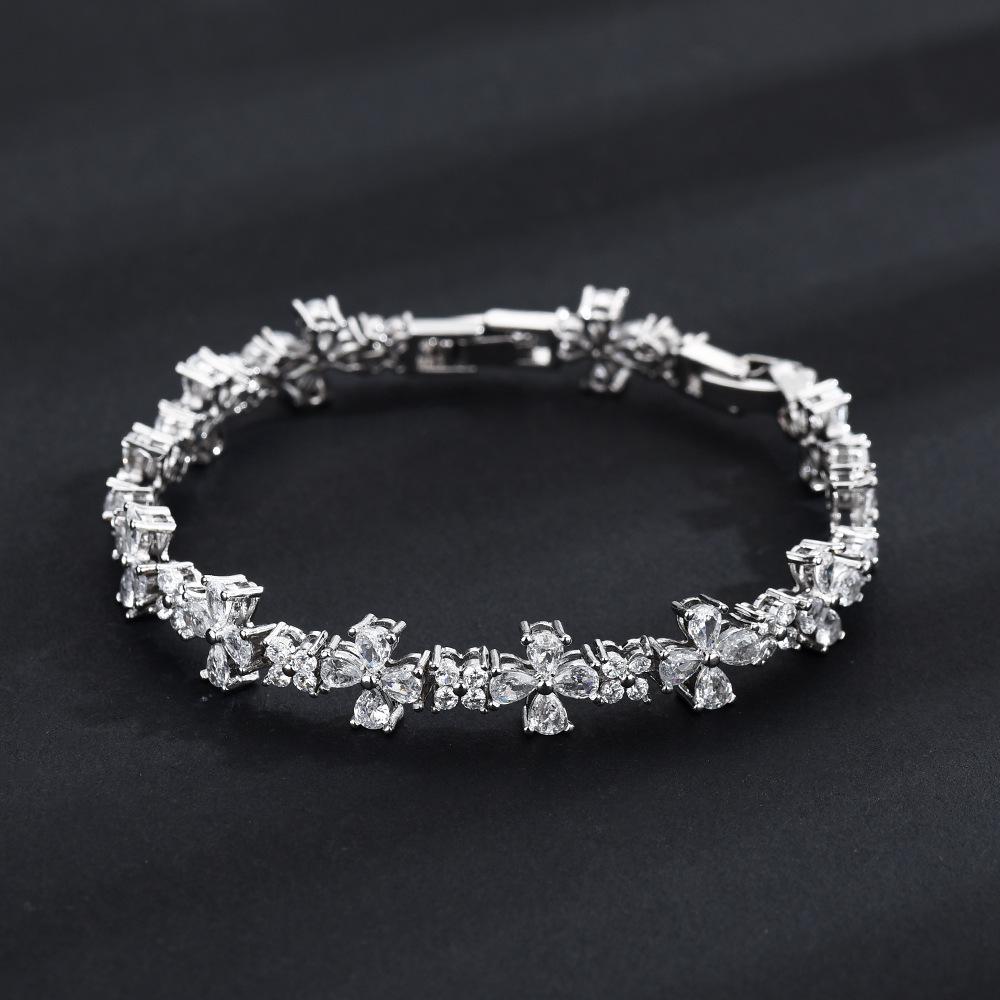Full Diamond Cross Bracelet Hip Hop Trend Men'S And Women'S Same Niche Zircon Inlaid Adjustable Tennis Chain