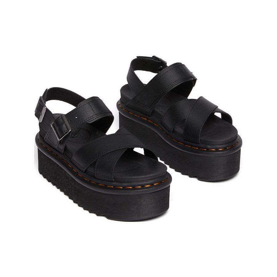 Dr. Martens Martin Two-Layer Cowhide Versatile Simple One-Strap Sandals Women Sandals Black 30717001