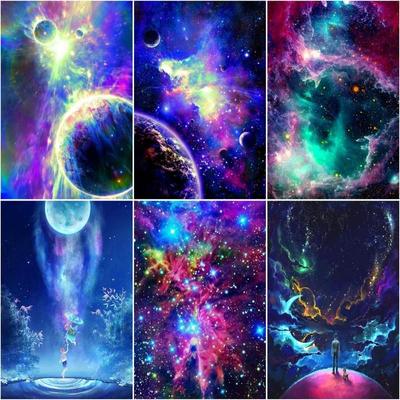 5D DIY Diamond Painting Space Full Round Diamond Embroidery Universe Scenery Rhinestone Pictures Home Decor