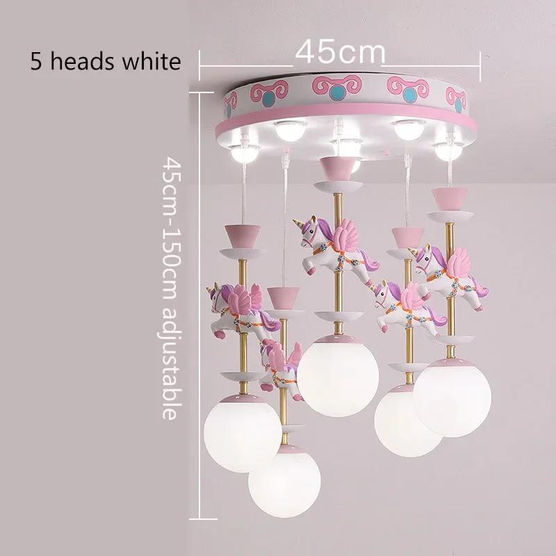 Children's Room Cartoon LED Chandelier Creative Girls Nordic Creative Unicorn Pink Chandelier Restaurant Bedroom Hanging Lamp