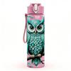 1PC Forest Owl Teal Vintage Illustration Art 750ml Color Plastic Sports Water Bottle Leakproof Flip Straw Lid Suitable for Sports Office Home Use
