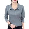 2025 Women's Western Style Embroidered Lapel Long Sleeve Slimming T-shirt