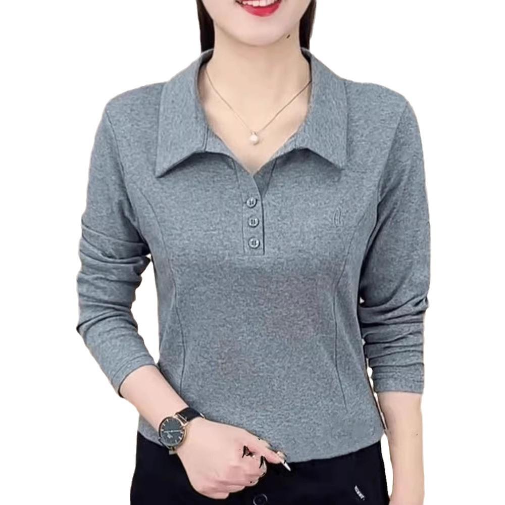 2025 Dámské tričko s dlouhým rukávem a zeštíhlujícím střihem ve westernovém stylu s výšivkou na klopě