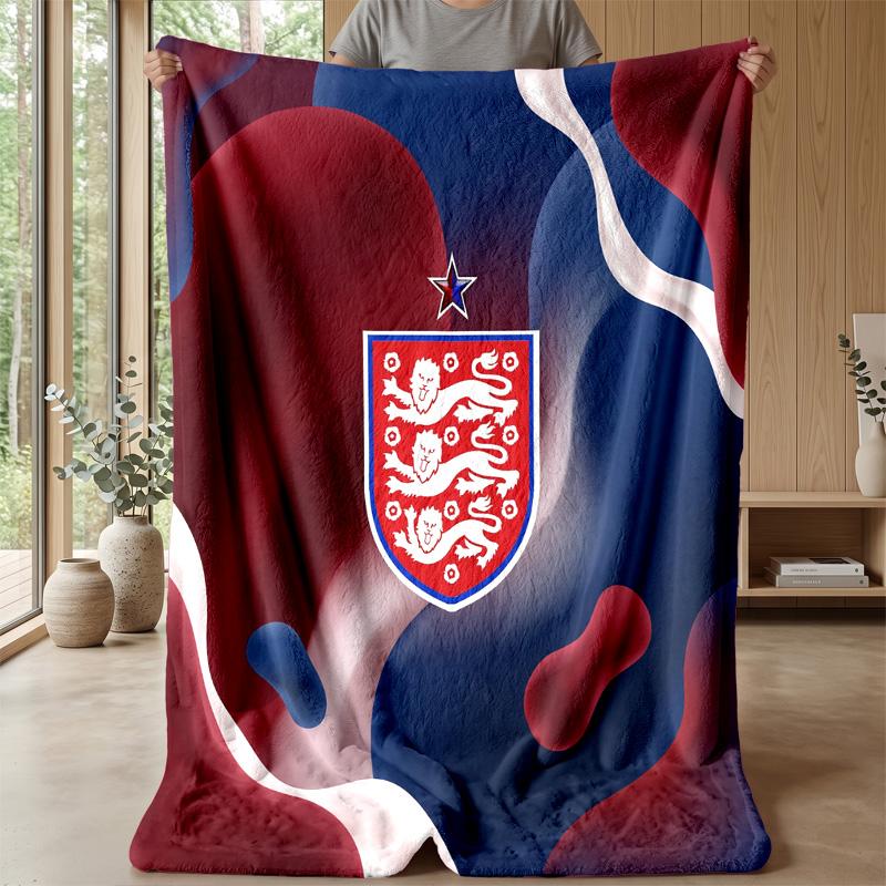 England Football Printed Flannel Blanket Skin Friendly Warm Decorative Throw for Indoor Couch Bed Daily Use