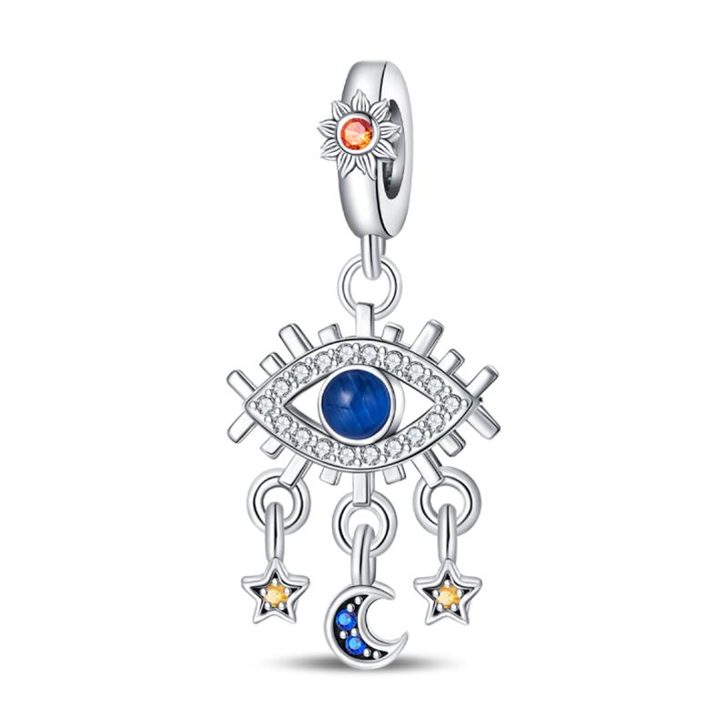 100% Rame Zircone Scintillante Occhio del Diavolo Occhio di Horus Auguri Migliori Portafortuna Perline Adatte a Braccialetti da 3 mm Gioielli Fai da Te