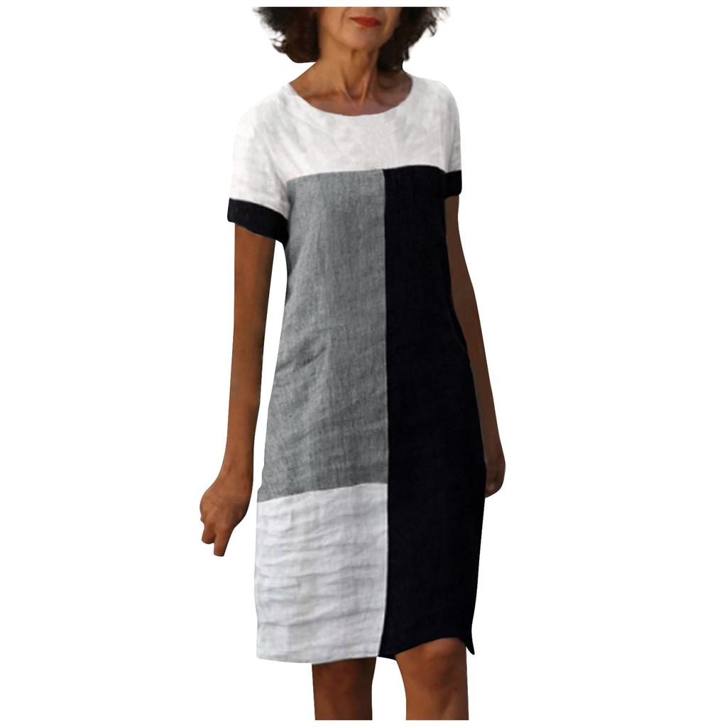Damenmode Sommer neuer Trend Positionierungsdruck Rundhals Kurzarmkleid