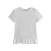 Latest splicing edge short-sleeved t-shirt women's summer design short front shoulder shirt student top