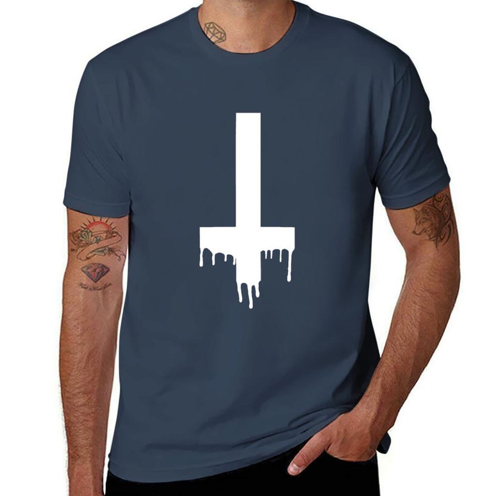 dripping cross white TShirt Graphic Print Short Sleeve TShirt