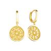 925 Silver Needle Square Pendant Hoop Earrings Vintage Gold Earrings For Women Shell Pendant Earring Fashion Jewelry Accessories