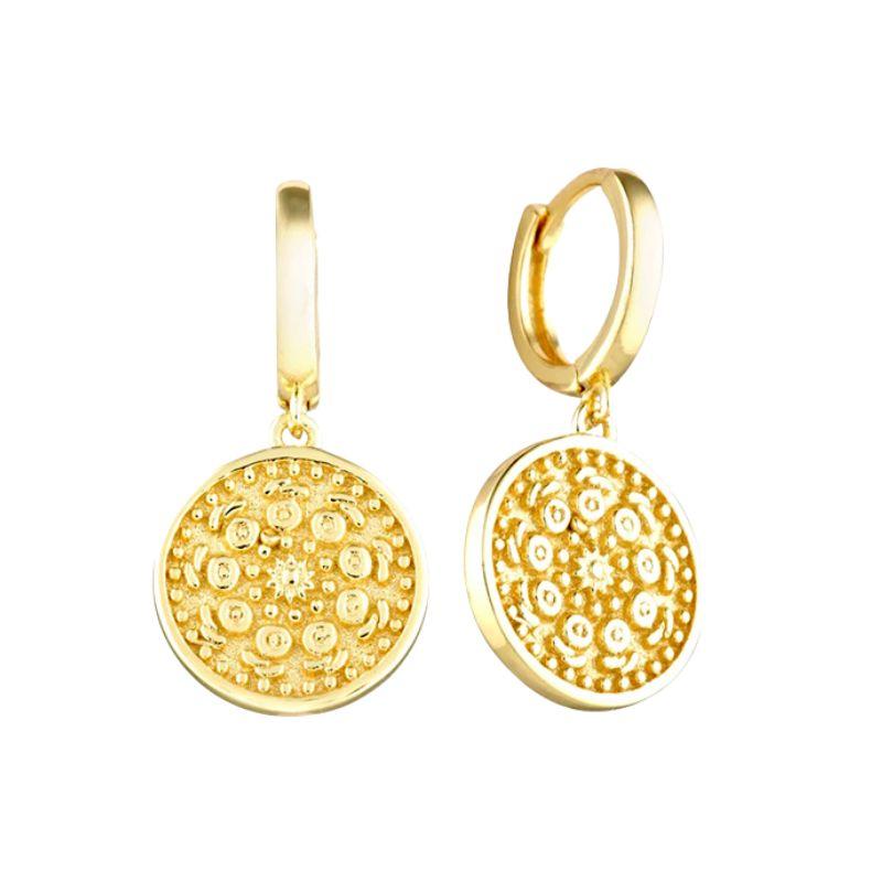 925 Silver Needle Square Pendant Hoop Earrings Vintage Gold Earrings For Women Shell Pendant Earring Fashion Jewelry Accessories