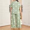 Plus Size Polka Dot Print Loose Shirt & Straight Casual Pants Set
