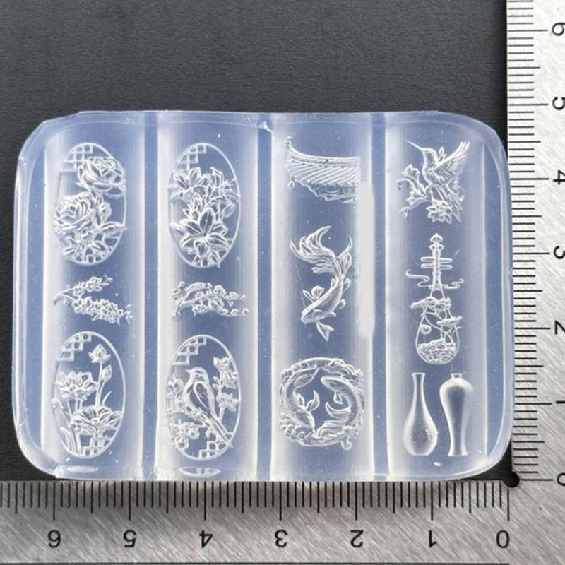 Flexible Silicone Crafting Mould With 3D Embossed Pattern For Nail Art Accessories And Resin Jewelry