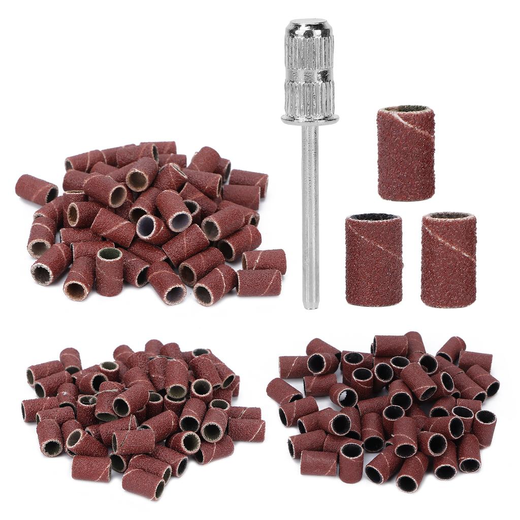 210pcs Brown Sanding Bands Nail Art Sanding Bands Replaceable Nail Sanders with Nail Drill Shaft