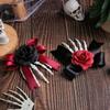1pc Lightweight Gothic Skeleton Hand Hairpin Rose Design Secure Hold Accessories For Haunted Event
