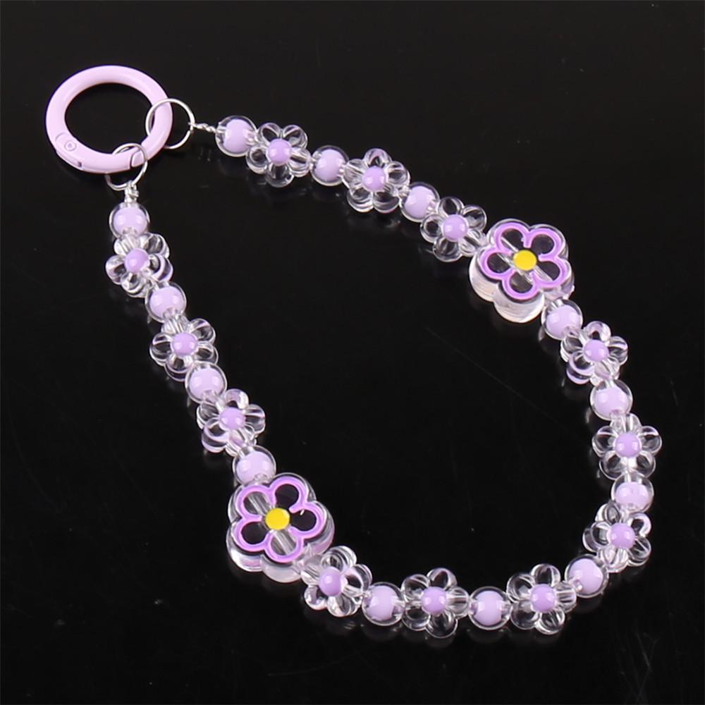 Flower Beaded Phone Charm: Lucky Bead Keychain Pendant, Cute Backpack Decor, Durable Hanging Wrist Strap