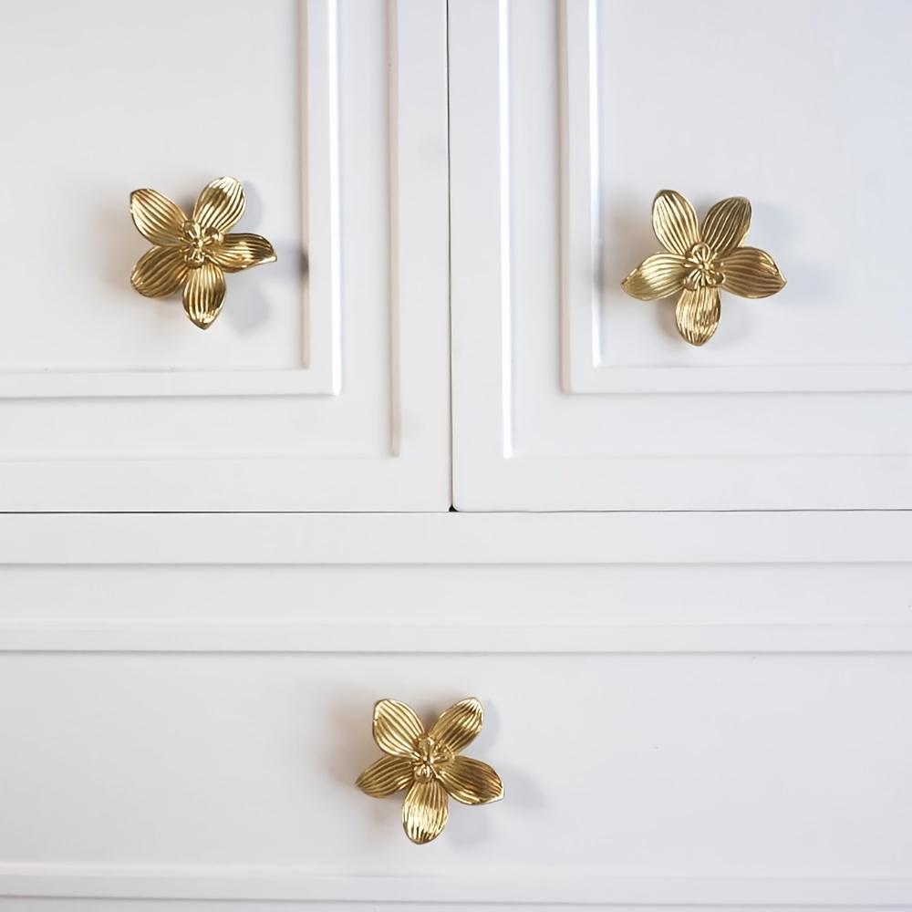 2/4 pieces elegant floral handles - modern and luxurious handles - suitable for dressing tables, bedside tables, wardrobes