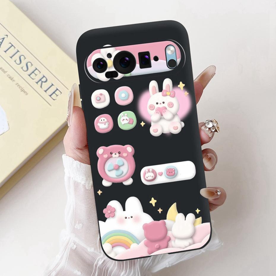 Fashion Painting Phone Case For Google Pixel 9 Pro 9A Black Silicone Soft Cover For Google Pixel9 9A 9Pro Cases Bumpers